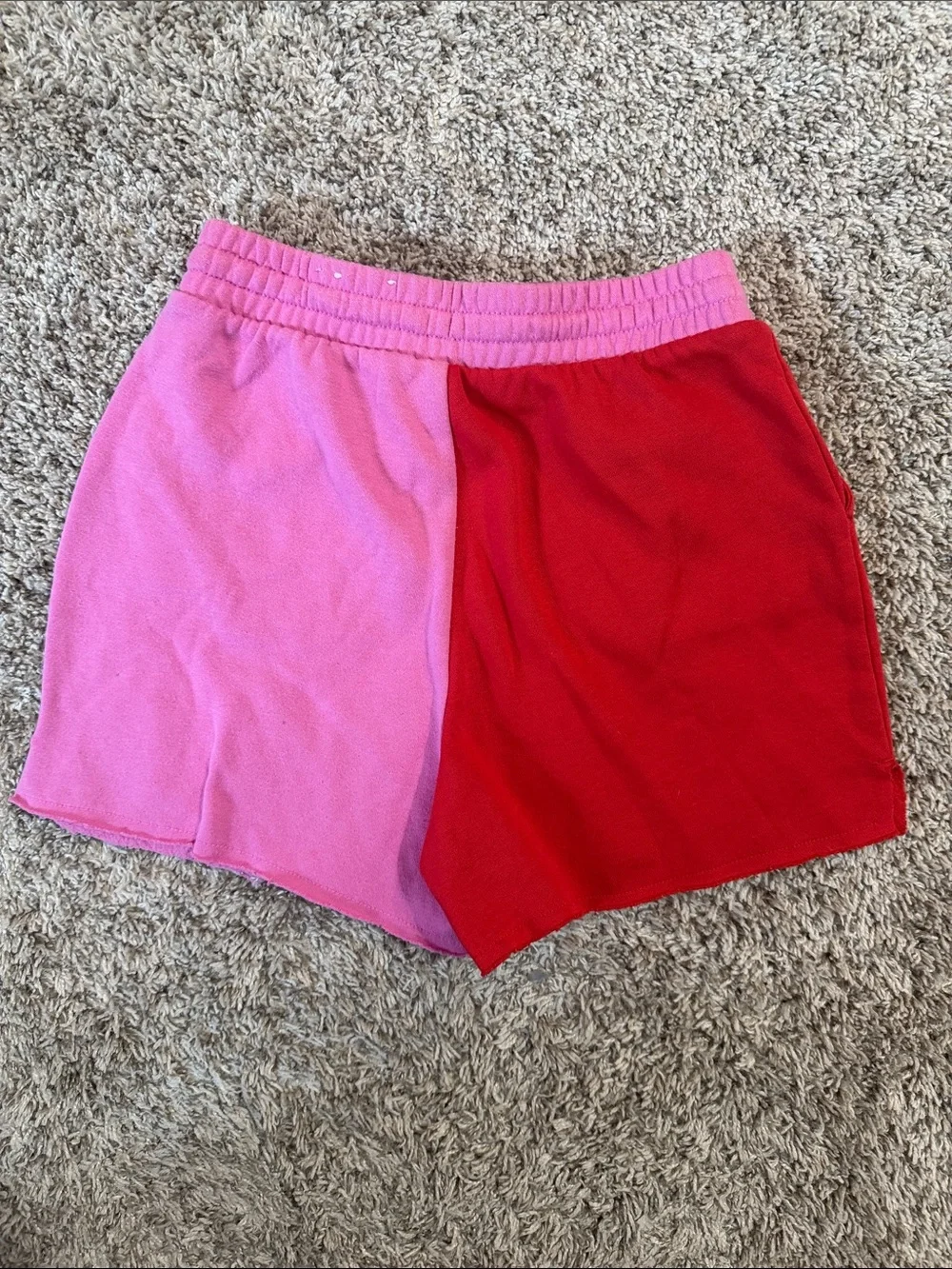 Justice-Airhead Colorblock Athletic Shorts-Pink/Red-Orange Drawstring Size 10(M)